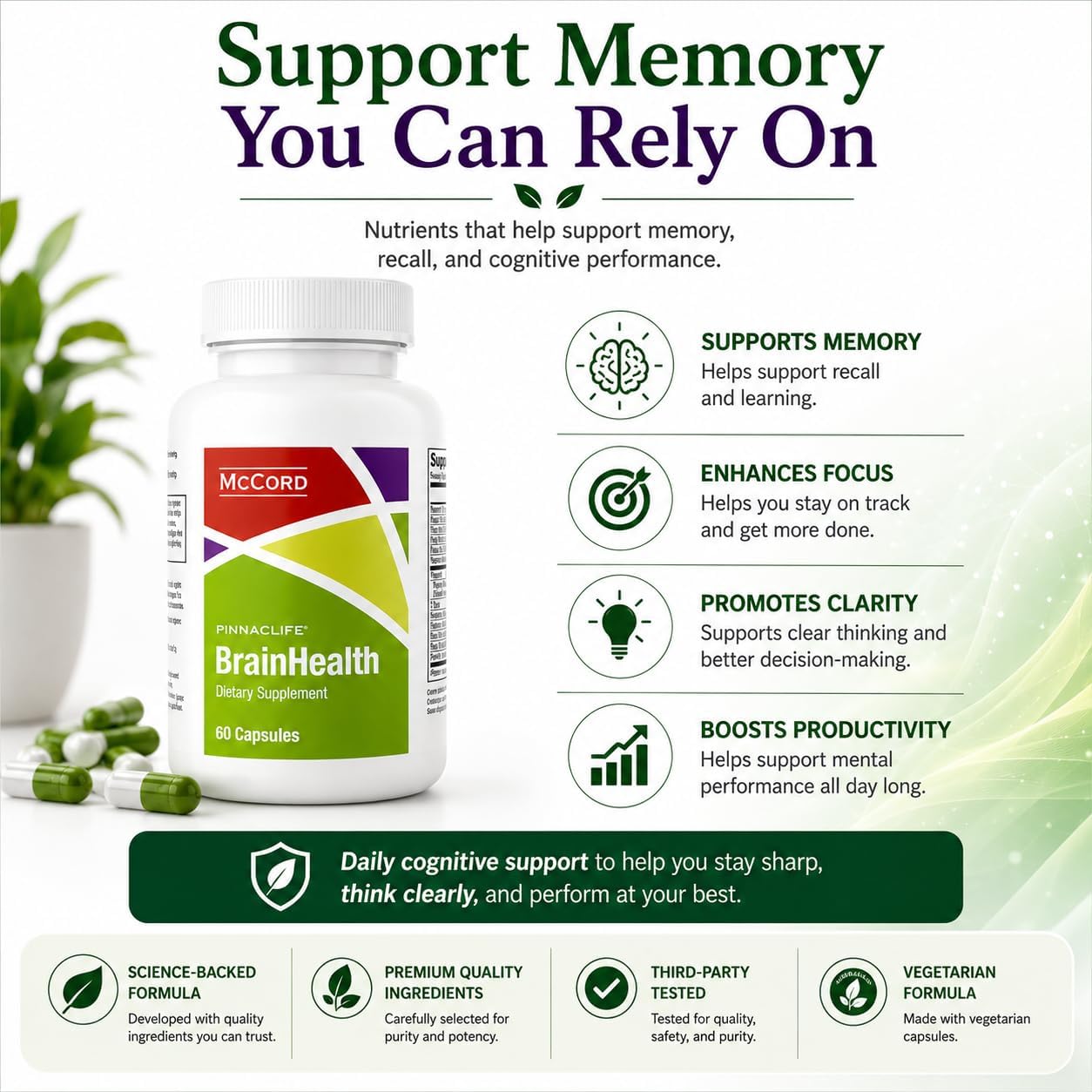 McCord BrainHealth Brain Supplement – for Memory, Focus and Mental Clarity - görsel 6