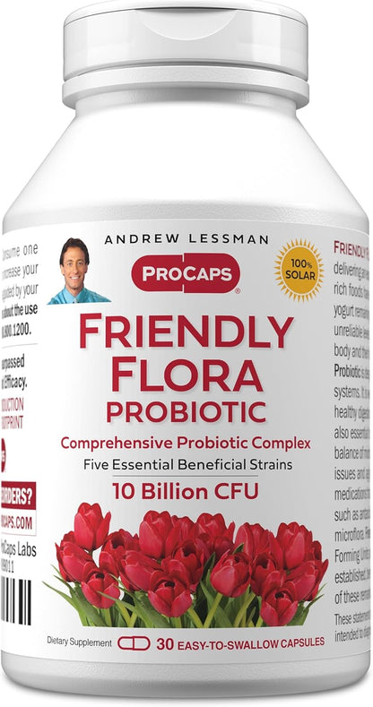 ANDREW LESSMAN Friendly Flora Probiotic - 10 Billion CFU, 180 Capsules