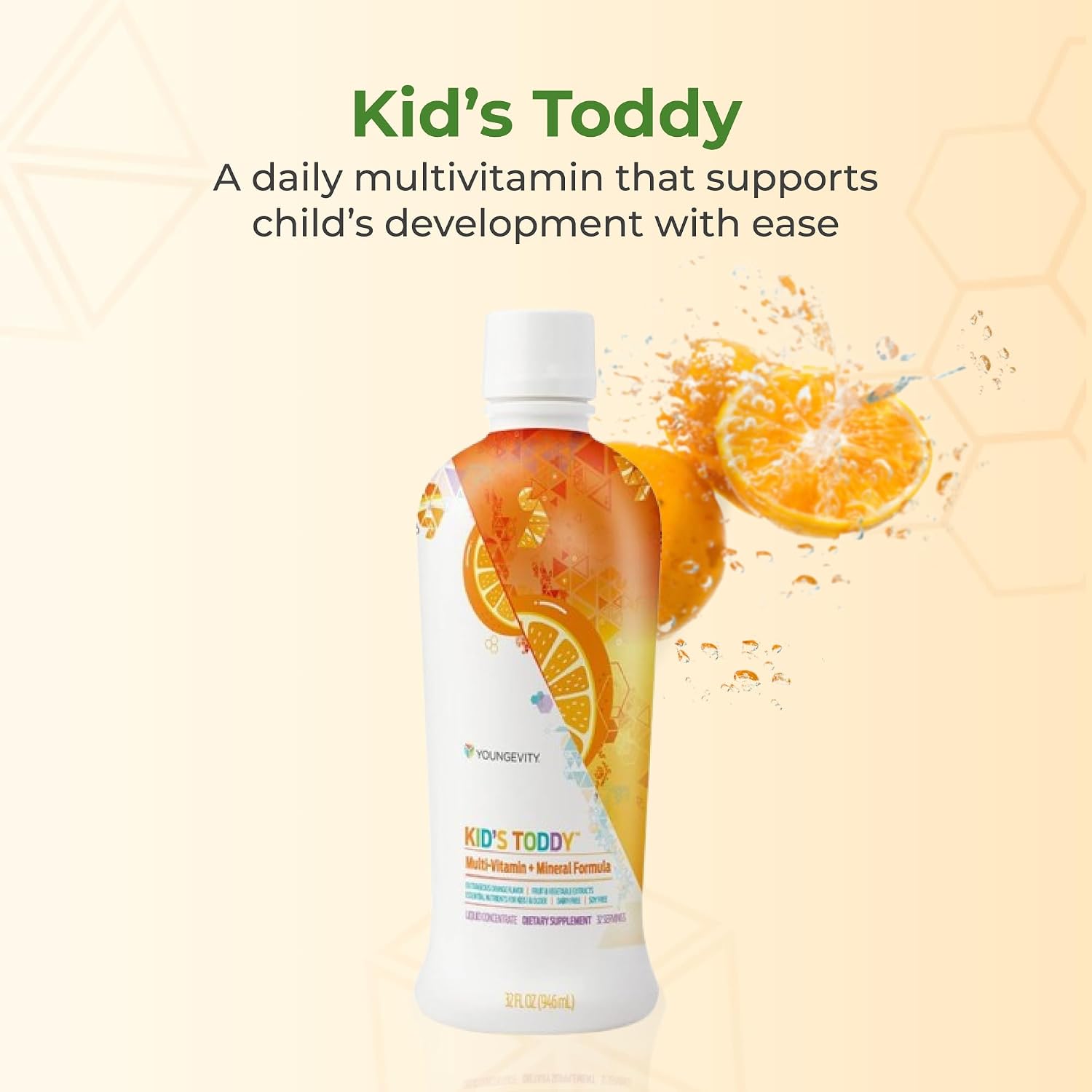 Youngevity Kid's Toddy™ - Mega Multivitamin for Children Age 2+ - 14 Vitamins, 10 Minerals, Phytonutrient Blend - Highly Absorbable - Delicious Orange Flavour - Pack of 2 (946 ml each) - görsel 2