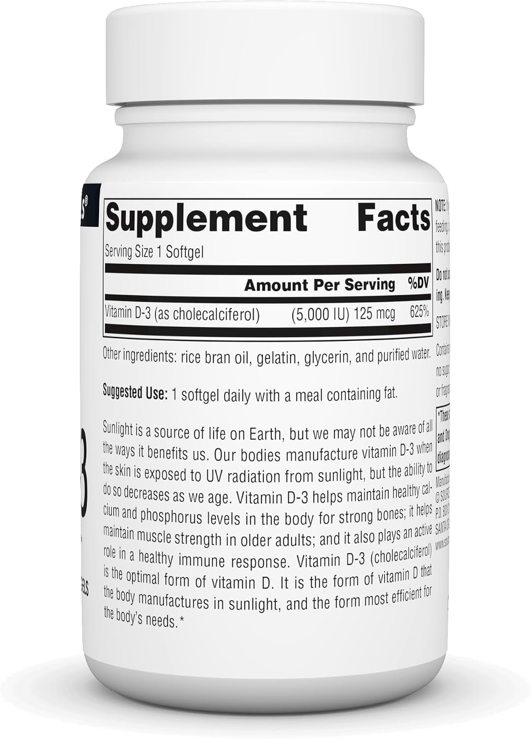 Source Naturals Vitamin D-3 5000 IU – 200 Softgels - görsel 2