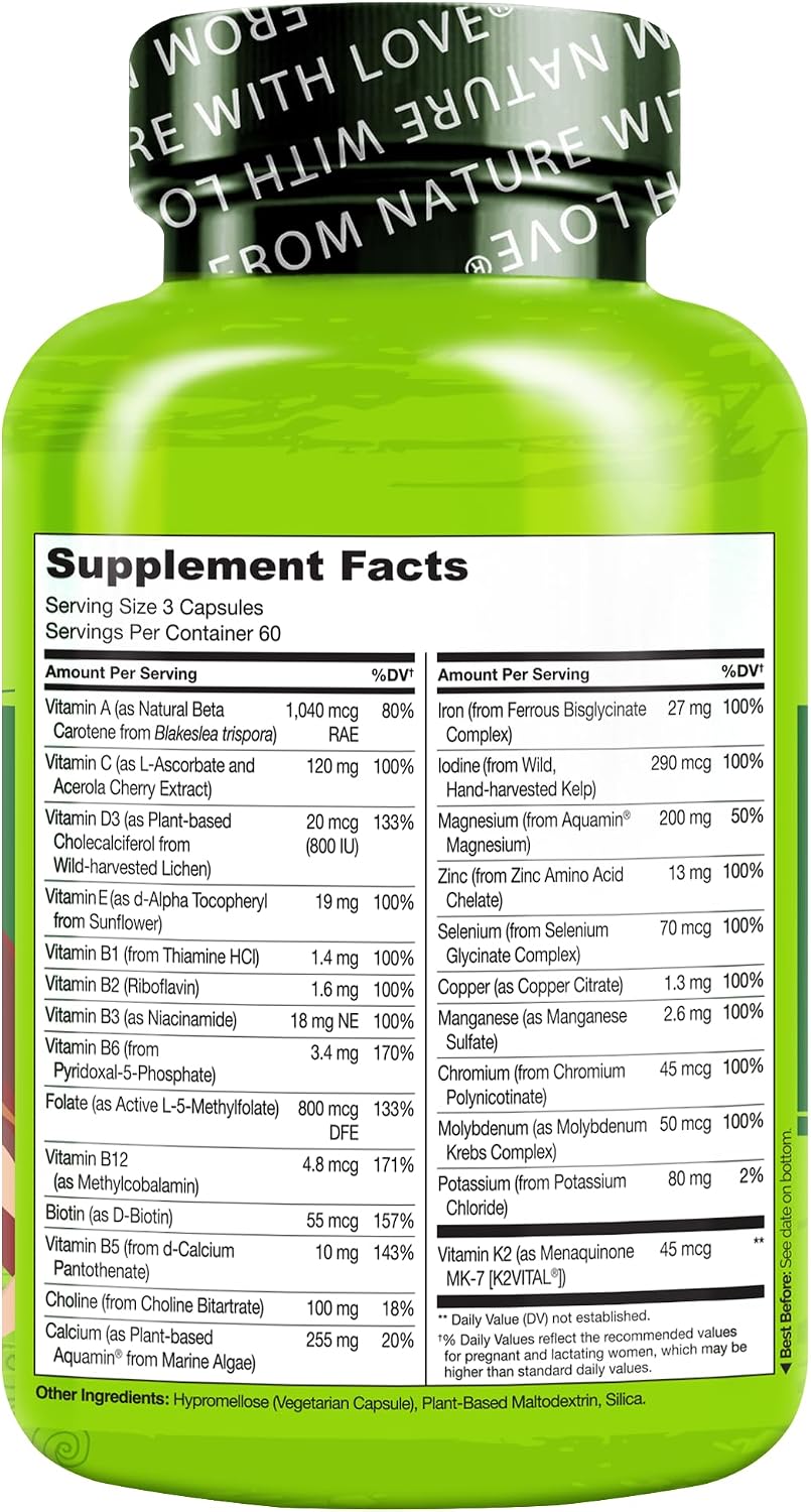 NATURELO Prenatal Multivitamin with Gentle Chelated Iron, Methylfolate, Plant Calcium and Choline - 180 Capsules - görsel 7