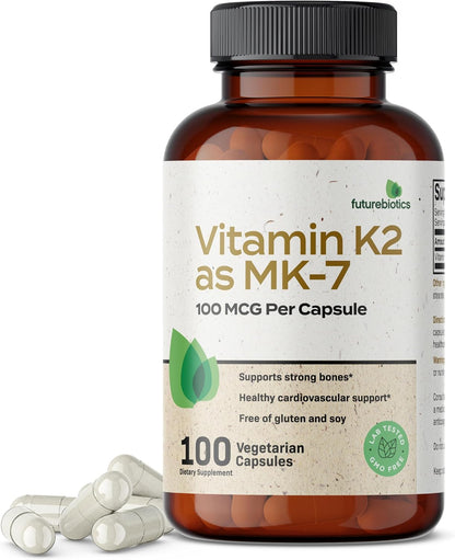 Futurebiotics Vitamin K2 as MK-7 100 mcg, Supports Strong Bones – Non-GMO, 300 Vegetarian Capsules