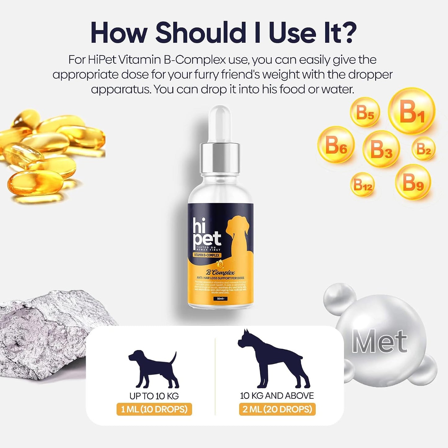 HiPet Vitamin B Complex for Dogs, Supports Metabolism and Increases Energy Levels, 50ml (Pack of 6) - görsel 4