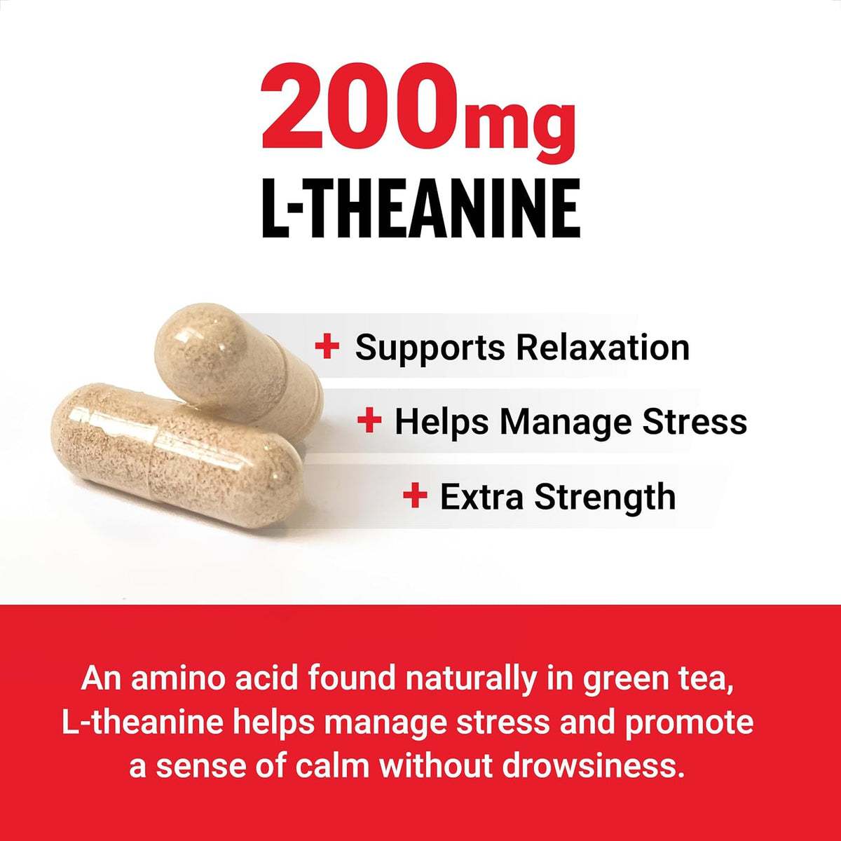 Force Factor L-Theanine 200mg, Extra Strength Supplement for Stress Relief and Calm, Vegan, 60 Capsules - görsel 2