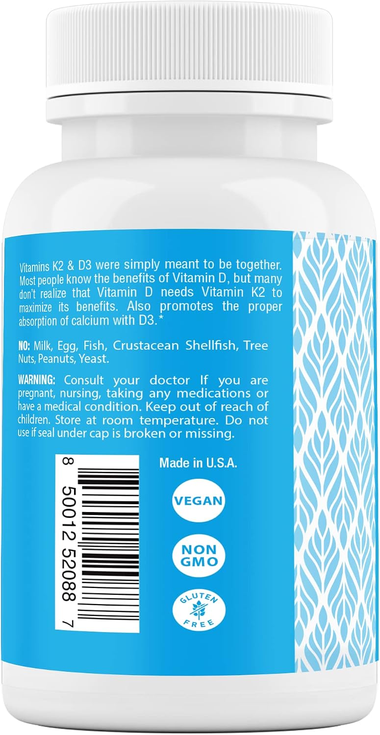 Safrel Vitamin K2 (MK7) 120 mcg + D3 5000 IU per Capsule, Bone, Immune & Heart Health, 120 Capsules - görsel 3