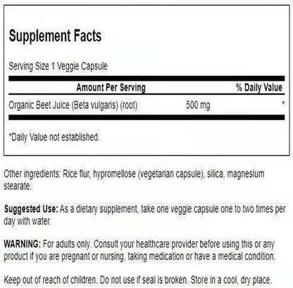 Swanson Made with Organic Beet Juice Freeze Dried 500 Milligrams 60 Veg Capsules (2 Pack)