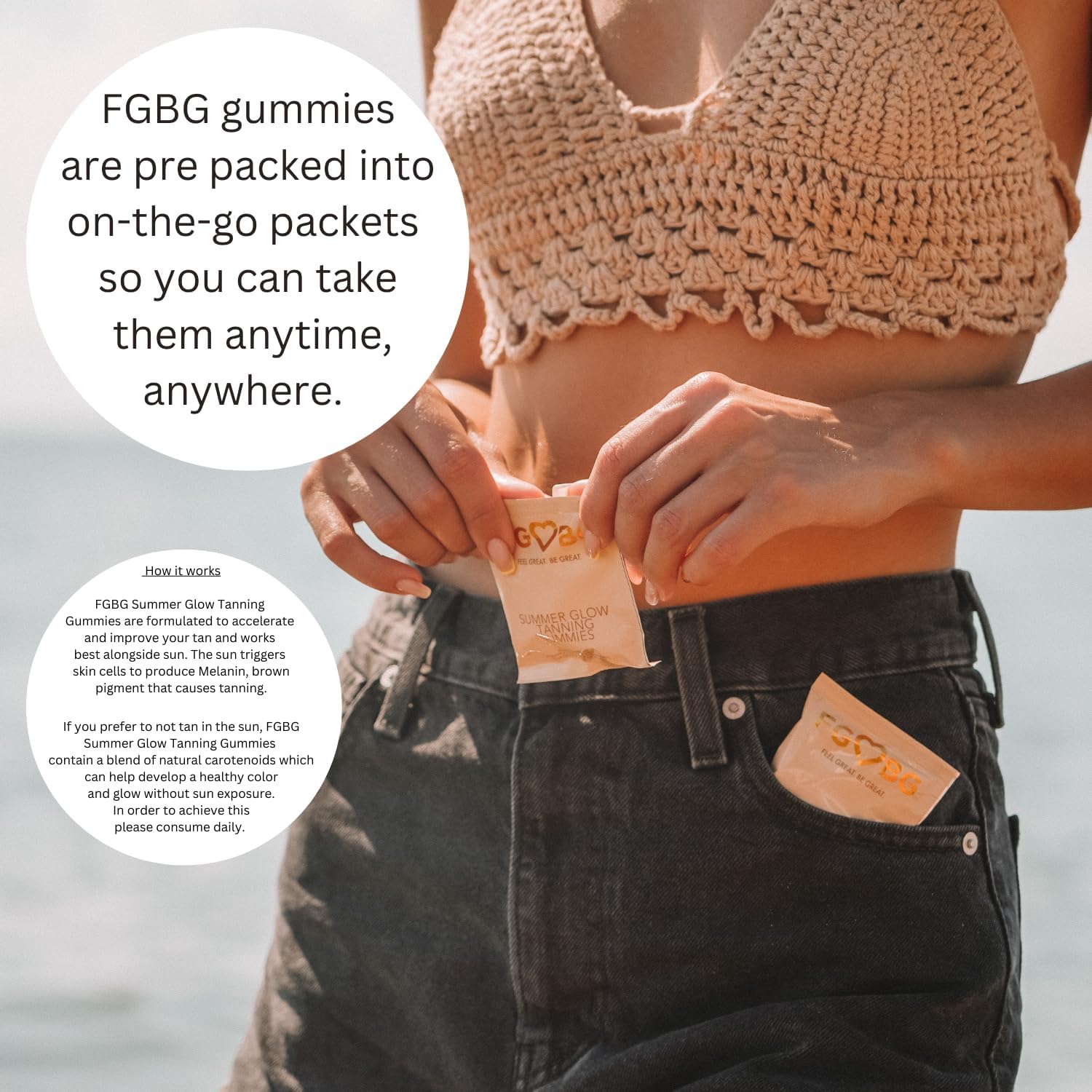 Summer Glow Tanning Gummies - Miami Vice Flavour - Pineapple, Coconut, & Strawberry - Vegan - Gluten-Free - Dairy-Free - Natural Ingredients - Essential Nutrients - Travel Size - 30-Day Supply - görsel 5