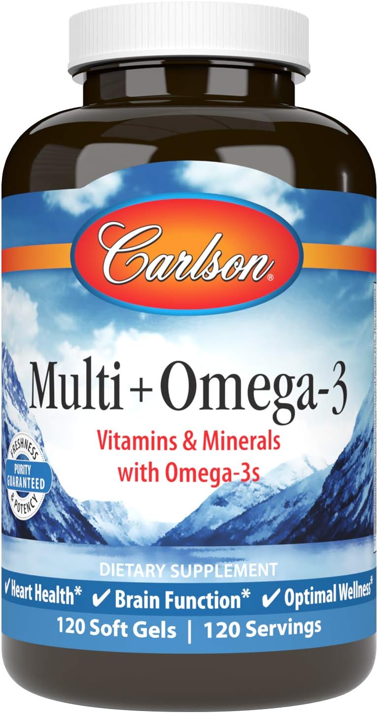 Carlson Multi + Omega-3, Fish Oil with Vitamins and Minerals, 120 Softgels - görsel 1