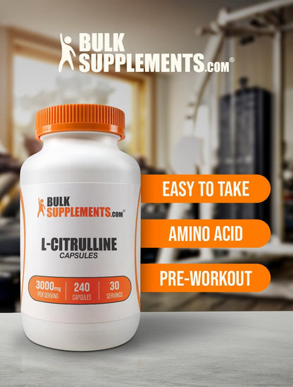 BulkSupplements L-Citrulline 3000mg Capsules - 240 Capsules, Gluten-free