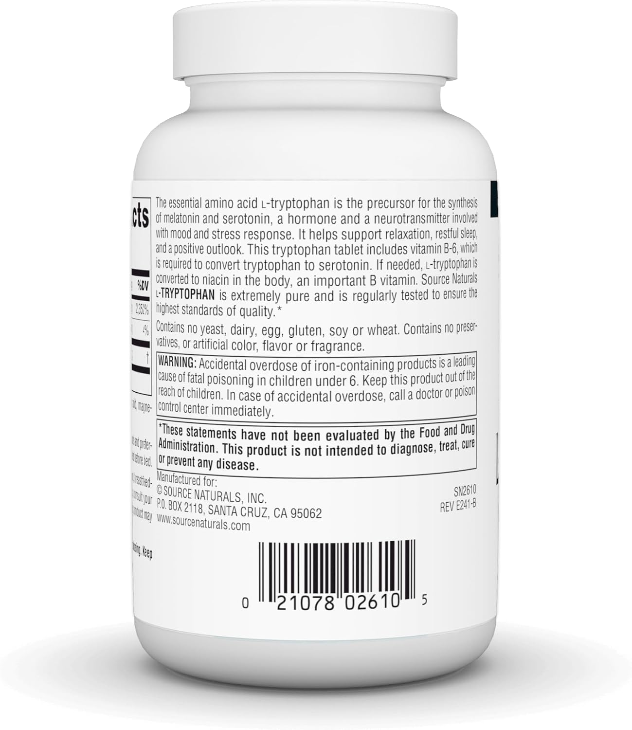 Source Naturals L-Tryptophan with Vitamin B-6 - 1000 mg, 90 Tablets - görsel 3