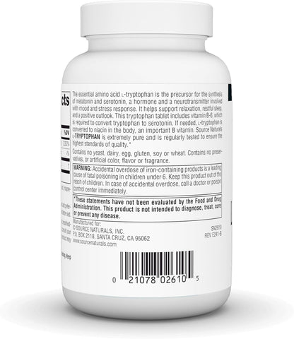 Source Naturals L-Tryptophan with Vitamin B-6 - 1000 mg, 90 Tablets