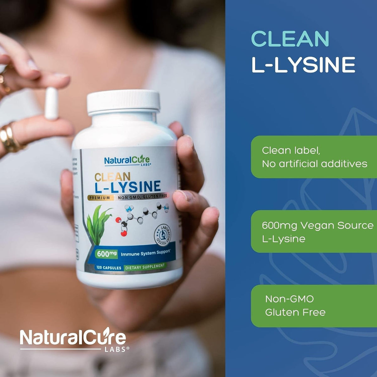 Palmara Health Clean L-Lysine 600mg, 120 Capsules - Vegan, Non-GMO, Gluten-free - görsel 4
