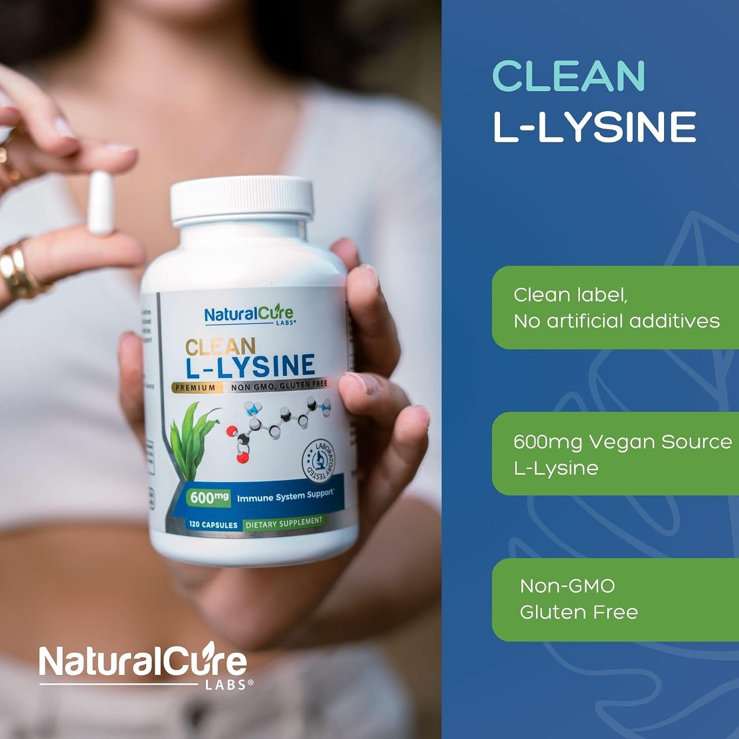 Palmara Health Clean L-Lysine 600mg, 120 Capsules - Vegan, Non-GMO, Gluten-free - görsel 4