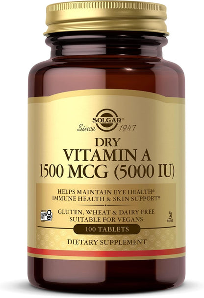 Solgar Dry Vitamin A 1500 mcg (5000 IU) - 100 Tablets