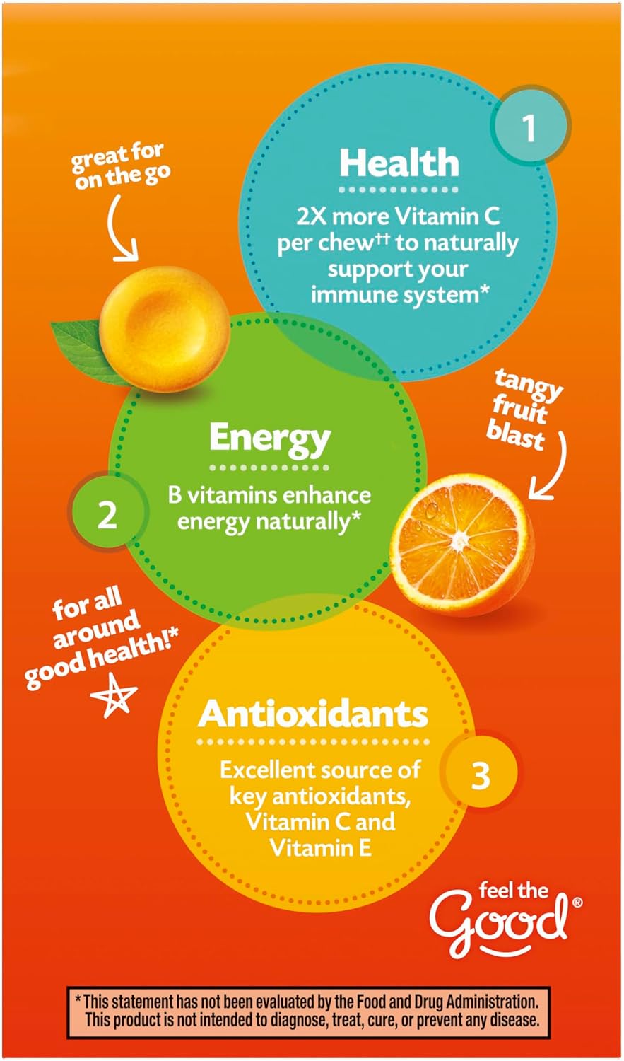 Emergen-C Chewable Vitamin C 1000mg with B Vitamins and Antioxidants, Orange Blast, 40 Chewable Tablets - görsel 9