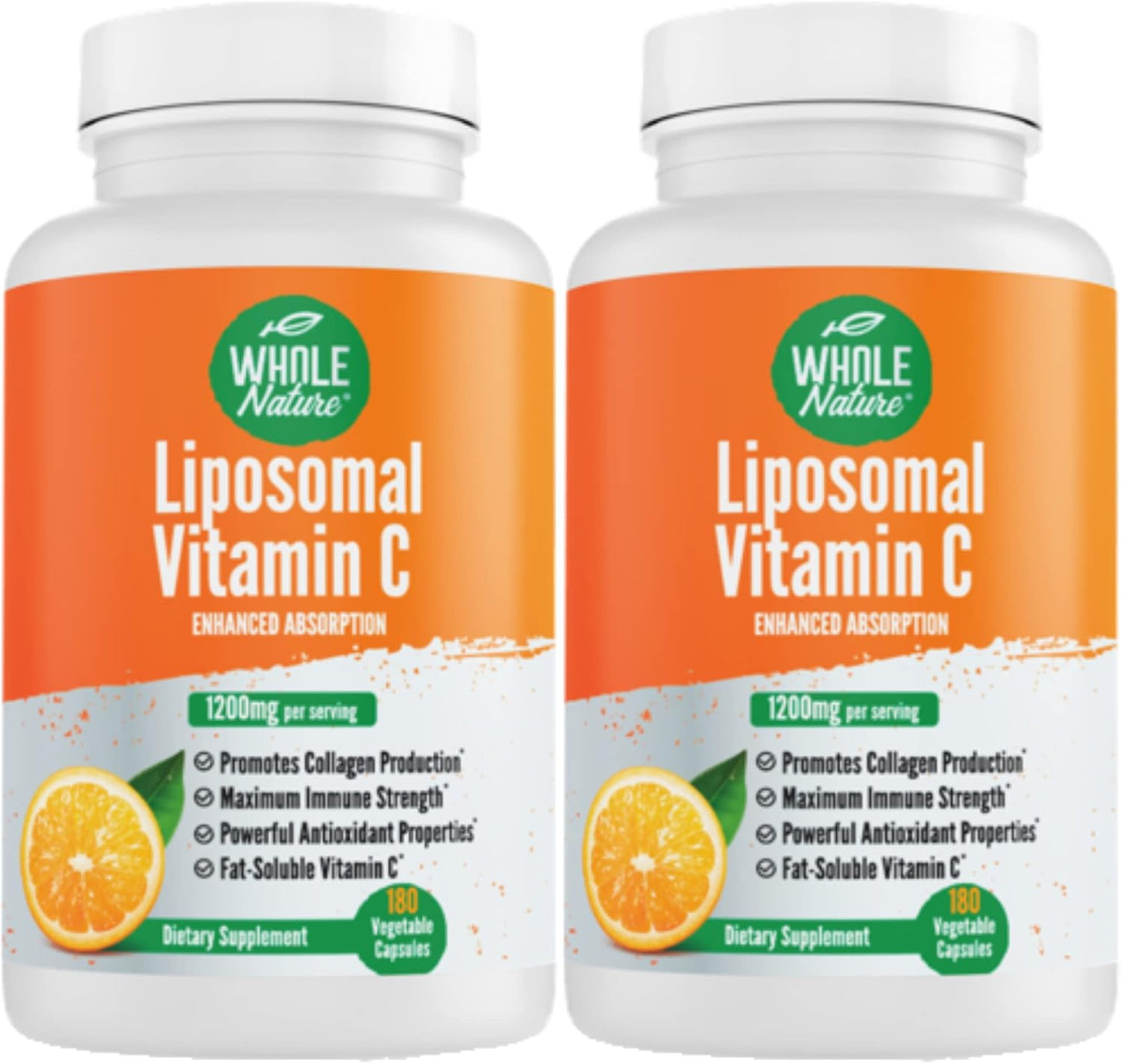 Whole Nature Liposomal Vitamin C 1200 mg - 180 Vegan Capsules - High Absorption Immune Support & Collagen Support - görsel 1