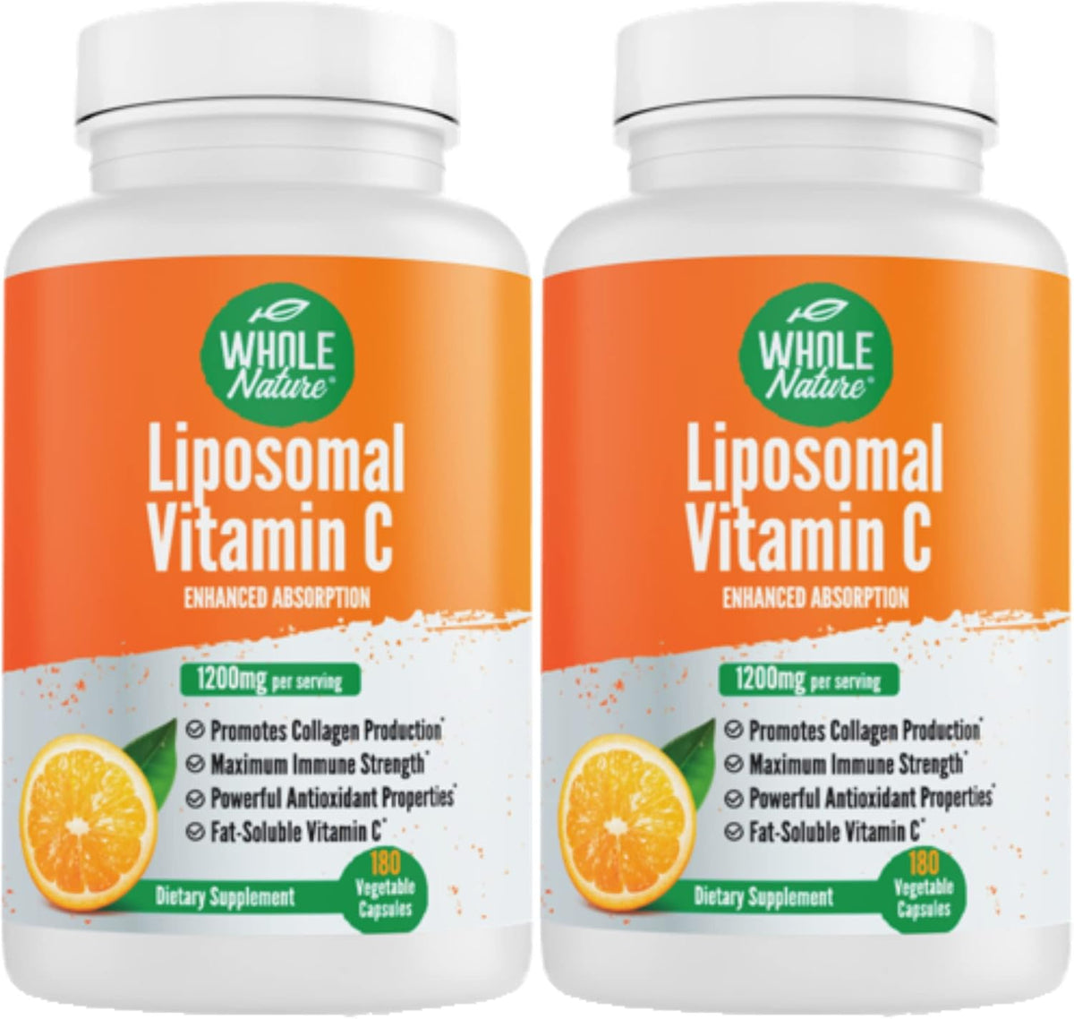 Whole Nature Liposomal Vitamin C 1200 mg - 180 Vegan Capsules - High Absorption Immune Support & Collagen Support - görsel 1