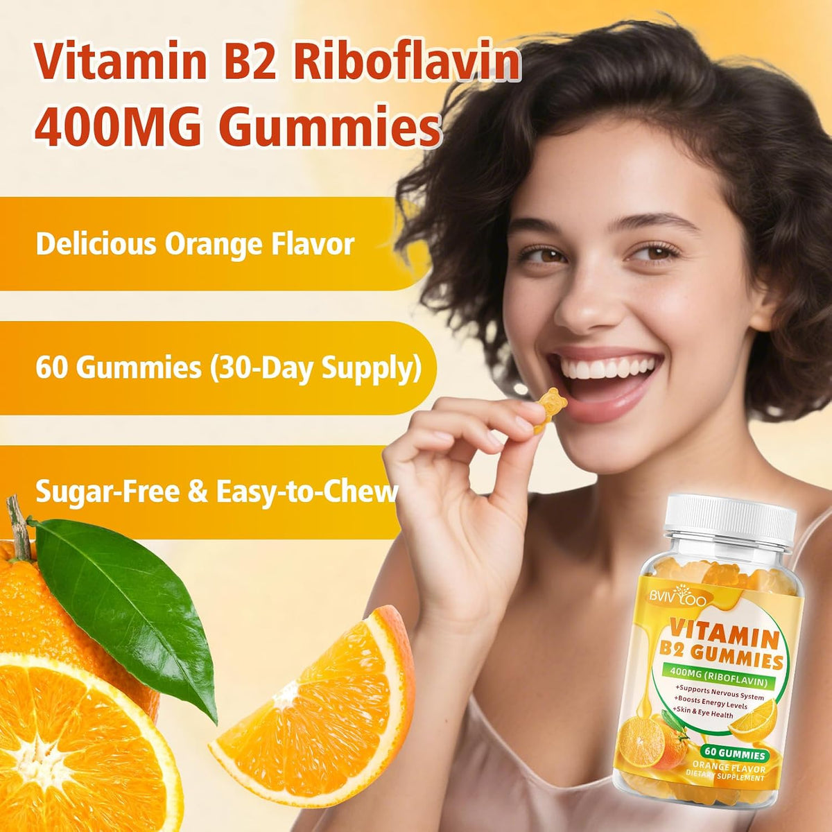 BVIVLOO Vitamin B2 Gummies – Riboflavin 400mg for Energy and Metabolism support - görsel 6