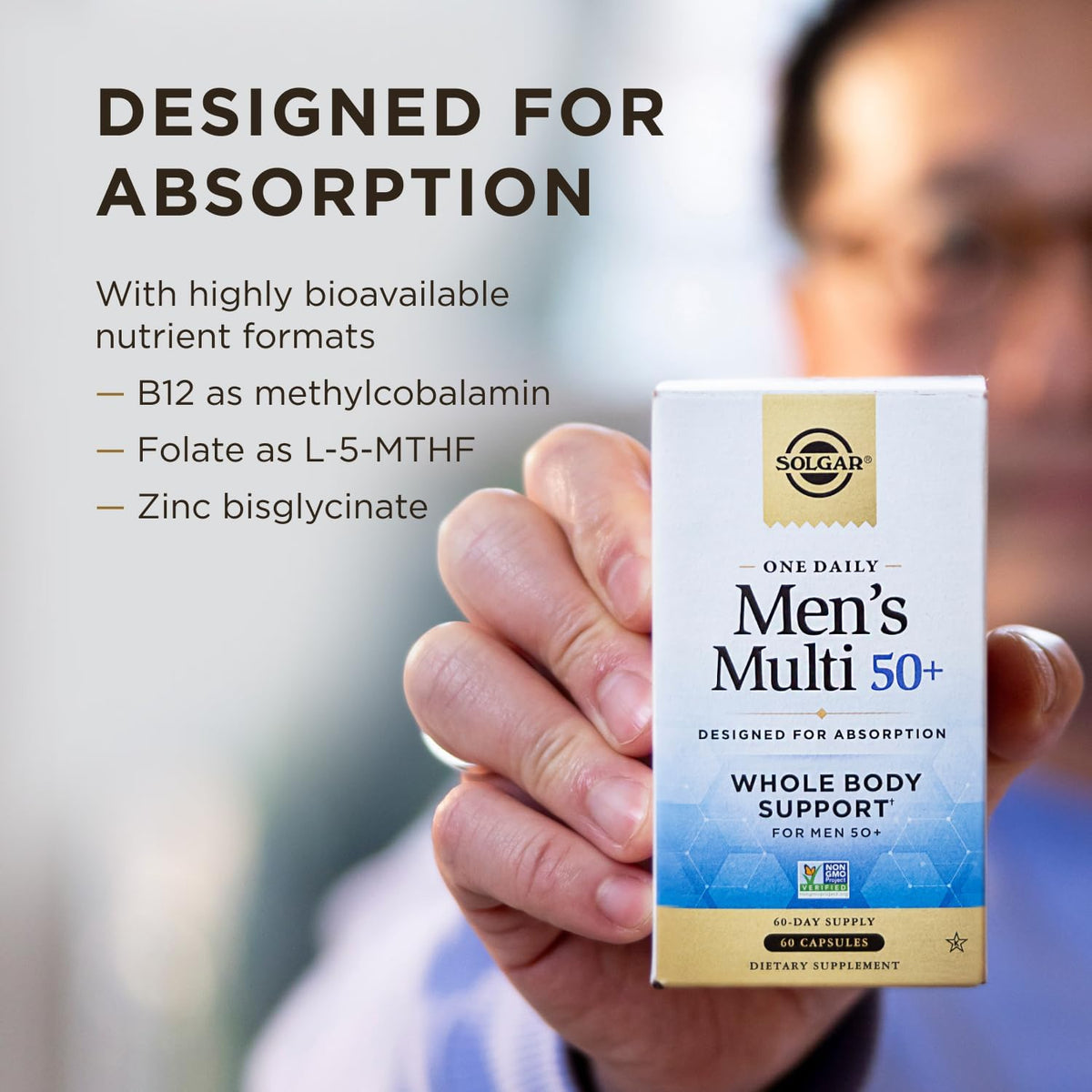 Solgar One Daily Men's Multi 50+ - Whole Body Support for Men Over 50, Delayed Release, 60 Vegan Capsules - görsel 4