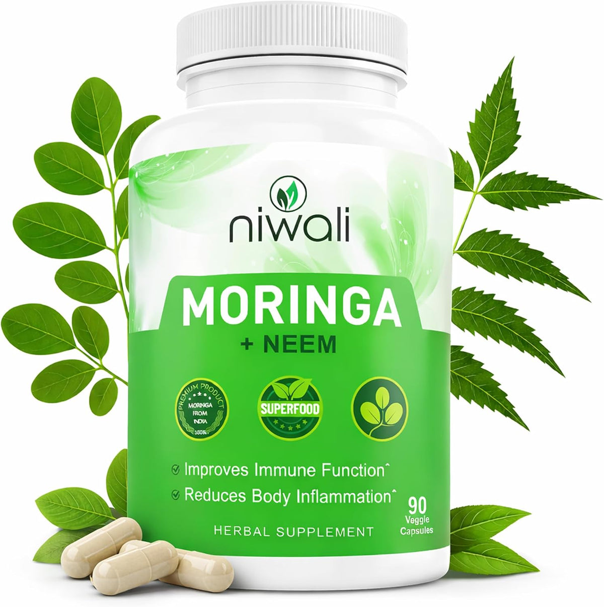 Moringa Oleifera + Leaf Nutritional Supplement | Immune & Energy Support | 90 Capsules - görsel 1