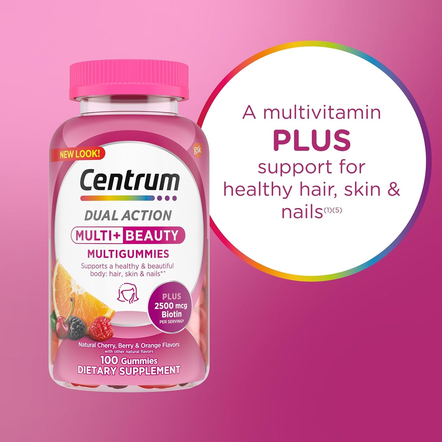 Centrum MultiGummies Multi+ Beauty Dual Action Gummy Multivitamin, 100 Count - görsel 6