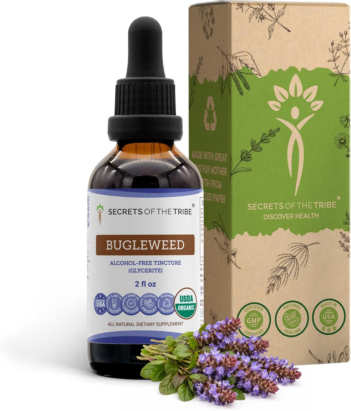 Bugleweed USDA Organic | Alcohol-FREE Extract, High-Potency Herbal Drops | Made from 100% Certified Organic Bugleweed (Ze Lan, Lycopus Virginicus) Dried Herb 2 oz (59 ml) - görsel 1