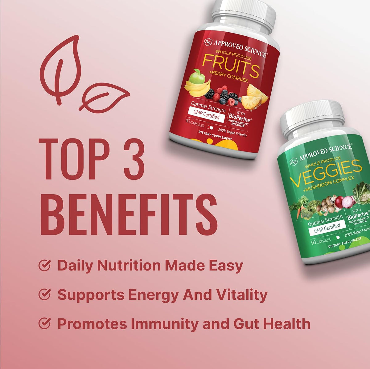Approved Science Fruits & Veggies – Whole Food Supplement – 42 Fruits and Vegetables – 270 Capsules - görsel 3