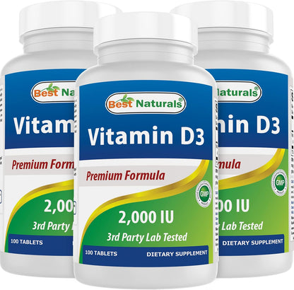 Best Naturals Vitamin D3 2000 IU (50 mcg) - 100 Tablets