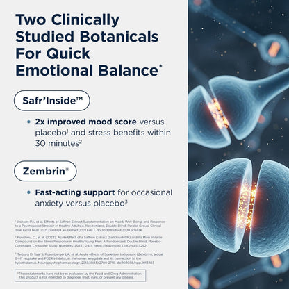 Designs for Health Mood-Stasis - Stress & Calm Mood Support with Vitamin B12, Methylated Folate, Saffron & Sceletium, 30 Capsules