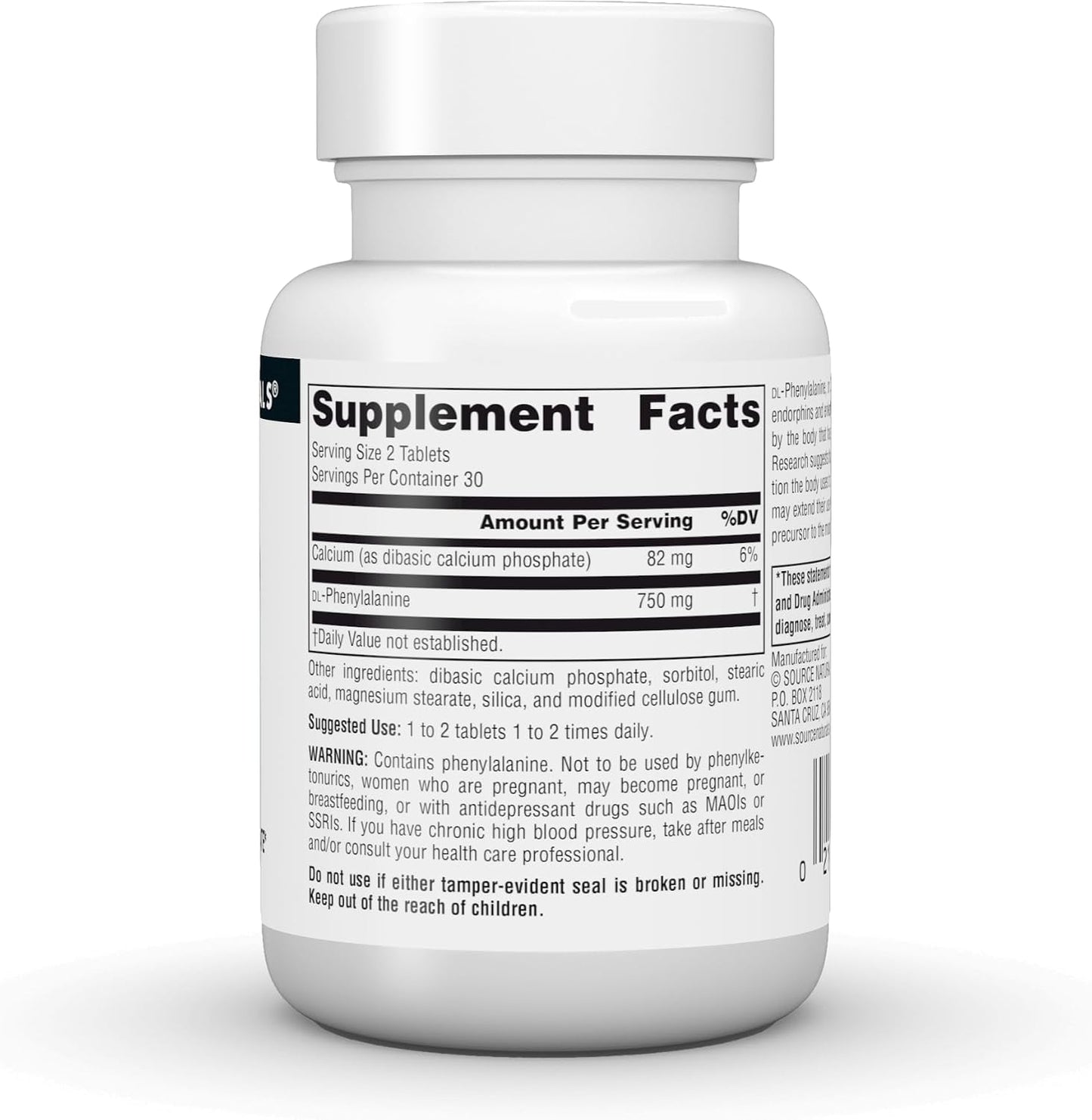 Source Naturals DLPA DL-Phenylalanine, 375mg - 60 Tablets - görsel 3