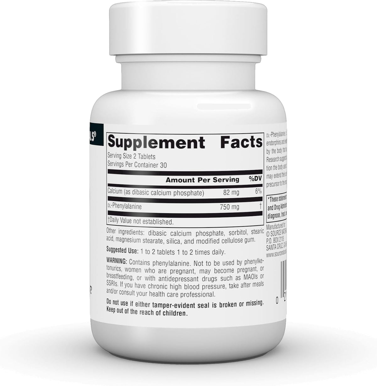 Source Naturals DLPA DL-Phenylalanine, 375mg - 60 Tablets - görsel 3