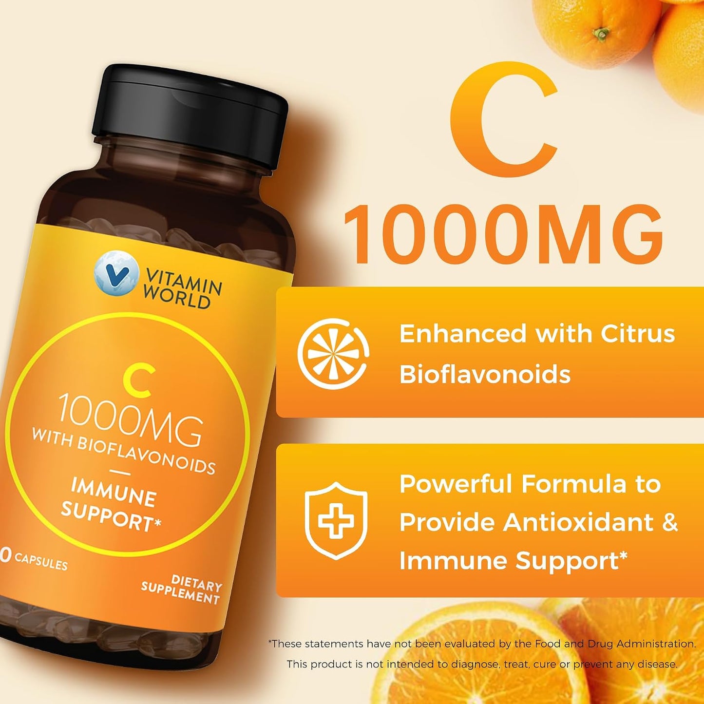 Vitamin World Vitamin C 1000 mg with Bioflavonoids, 100 Capsules - görsel 3