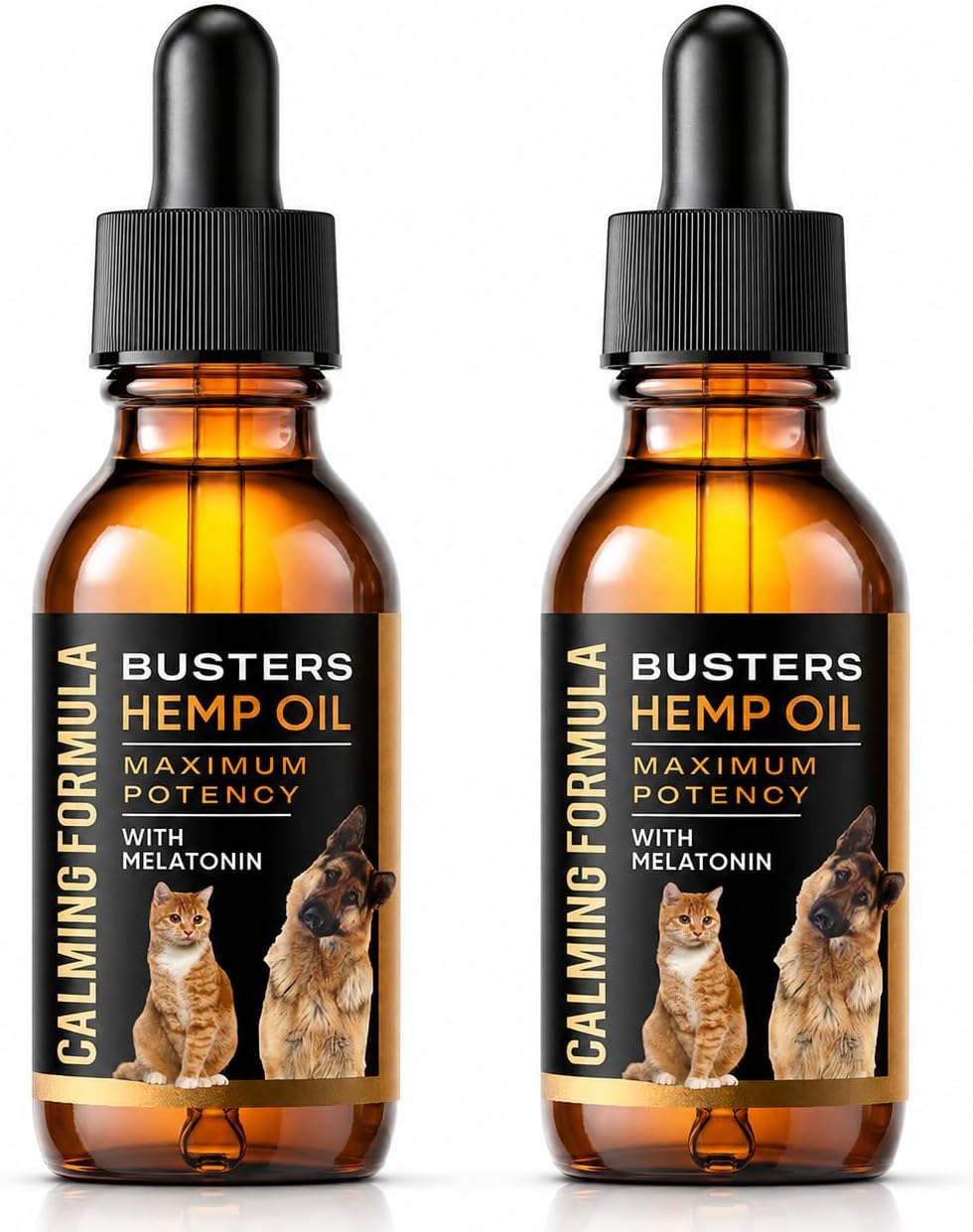 Buster's Cold Pressed Hemp Seed Oil for Dogs and Cats - Melatonin Calming Drops - 2-Pack Natural Pet Hemp Oil - Sleep Support Supplement - görsel 1