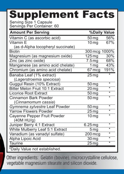 YUMMYVITE Sugar Support Supplement with Cinnamon, Chromium, Mulberry, Alpha Lipoic Acid - 20 Herbs & Vitamins - Non-GMO, 60 Capsules
