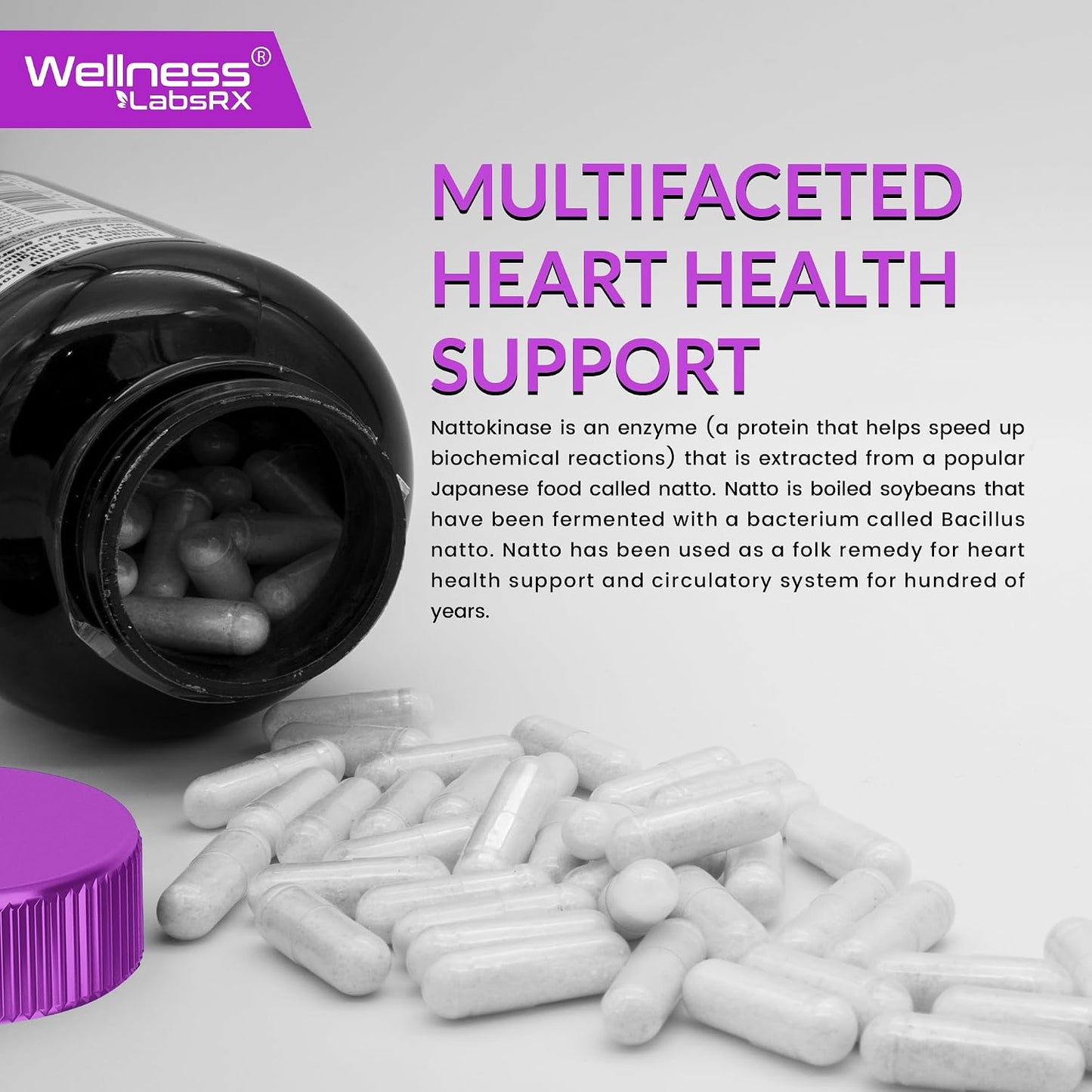 Wellness LabsRx Nattokinase Supplement 5000 FU, 120 Capsules - görsel 8