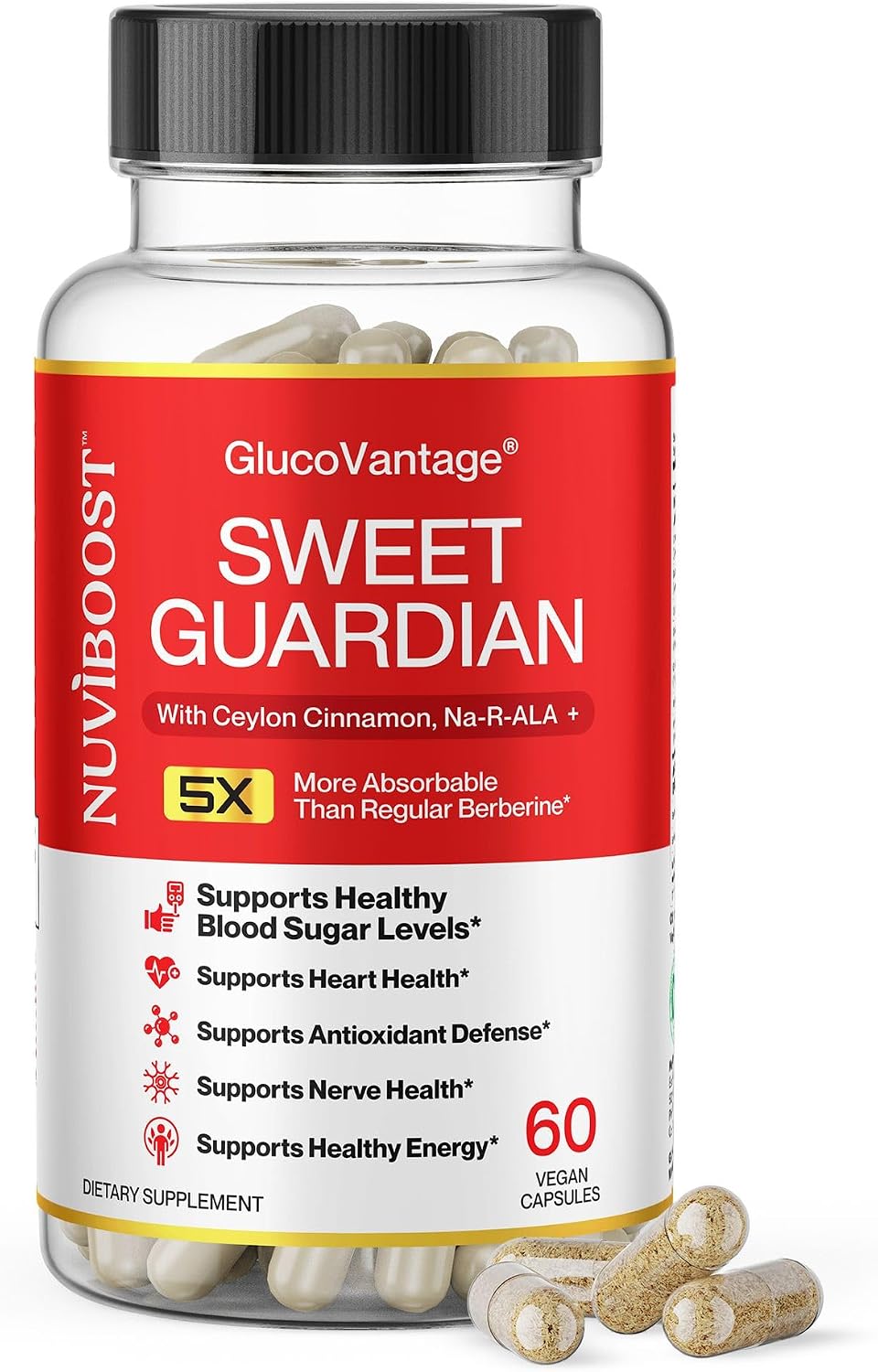 NUVIBOOST Super Dihydroberberine (GlucoVantage®) 200mg – Ceylon Cinnamon, ALA, Selenium, Gymnema, Benfotiamine - görsel 1