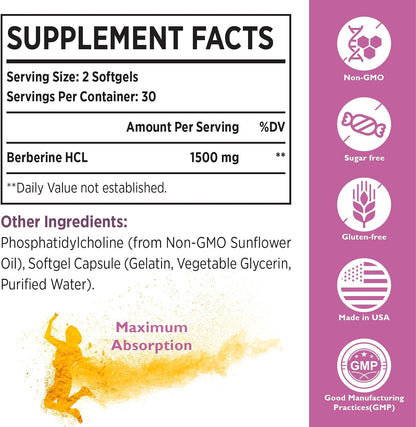 KoNefancy Berberine HCL 1500 mg - Liposomal Supplement for GLP-1 & AMPK Support