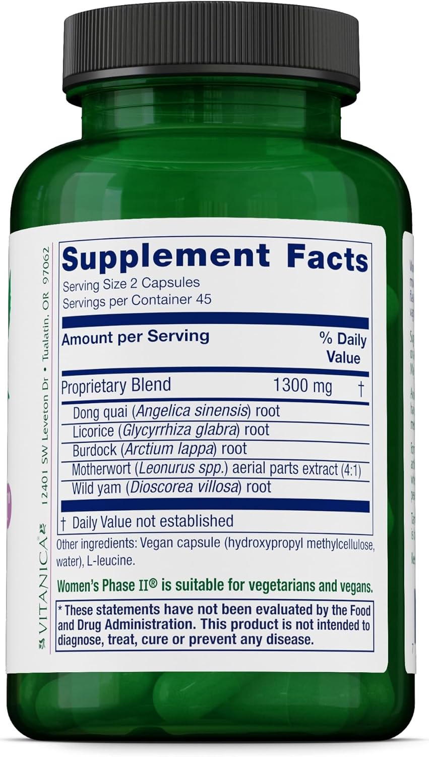 Vitanica Women's Phase II, Menopause Support, Vegan, 90 Capsules - görsel 2