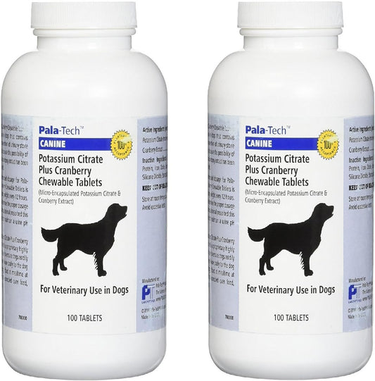 Pala-Tech Potassium Citrate Plus Cranberry 100 Chewable Tablets for Dogs (Pack of 2)
