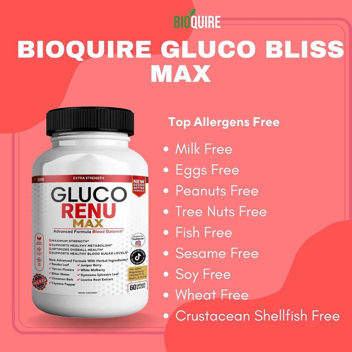 BIOQUIRE Gluco Max Ultra Food Supplement, 60 Capsules, Maximum Strength - görsel 3