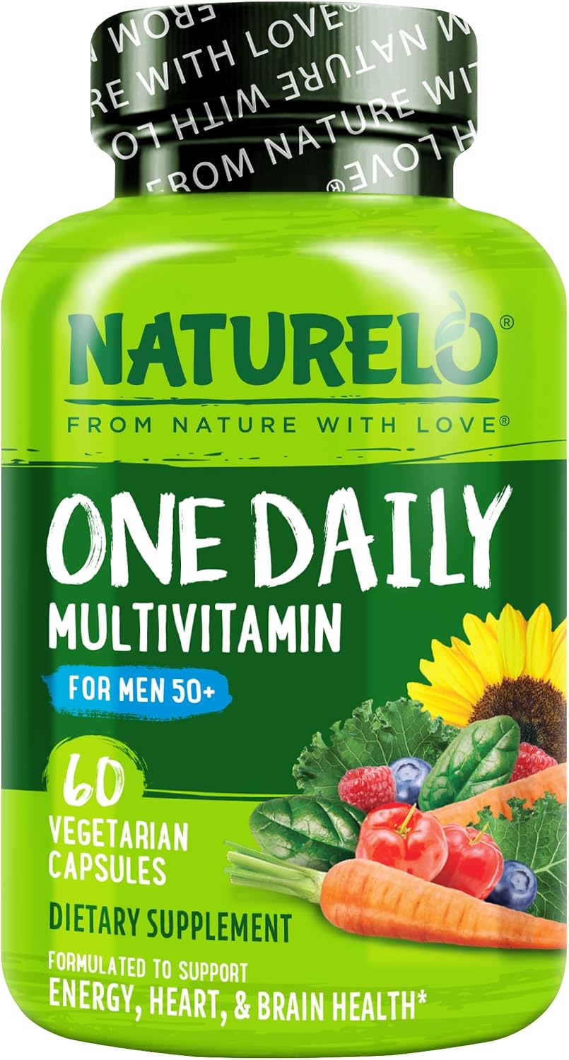 NATURELO Men's Multivitamin for Men 50+ - One Daily Multivitamin with Vitamins, Minerals & Organic Whole Foods, Boosts Energy & Health, Non-GM, 120 Vegetarian Capsules - görsel 10