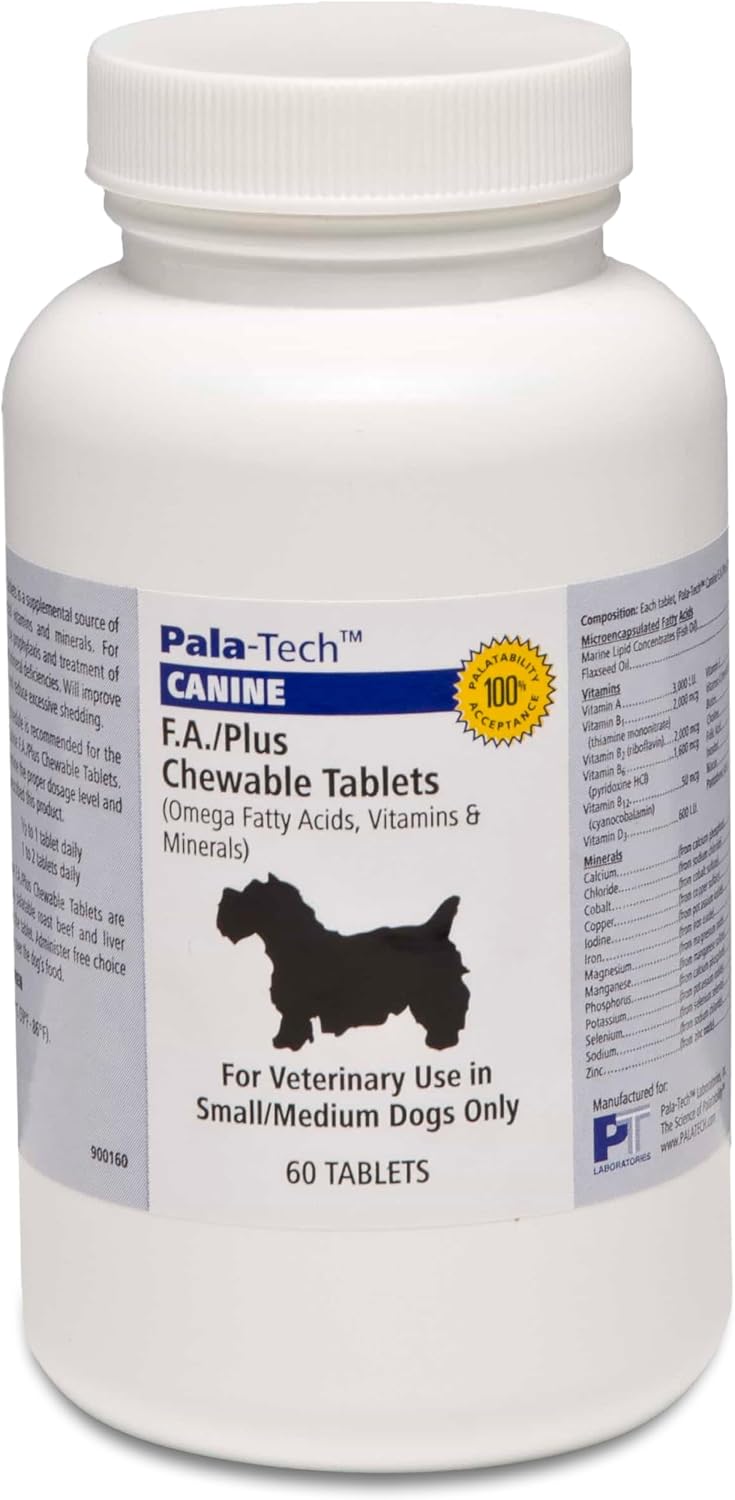 Pala-Tech FA Plus Chew Tabs for Small Dogs - Omega-3 & 6 for Skin and Coat - 60 Chewable Tablets, Roast Beef Flavour - görsel 1