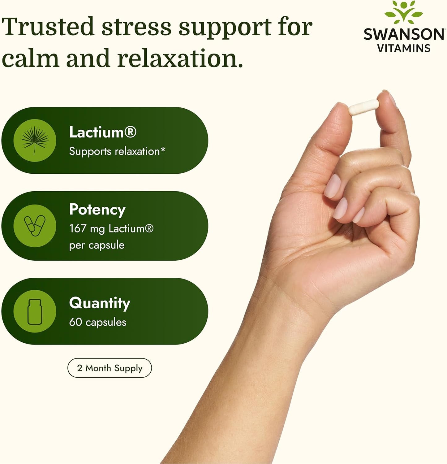Swanson Women's Anti-Stress Formula with Lactium – 60 Capsules for Stress Relief, Relaxation and Sleep Support - görsel 3