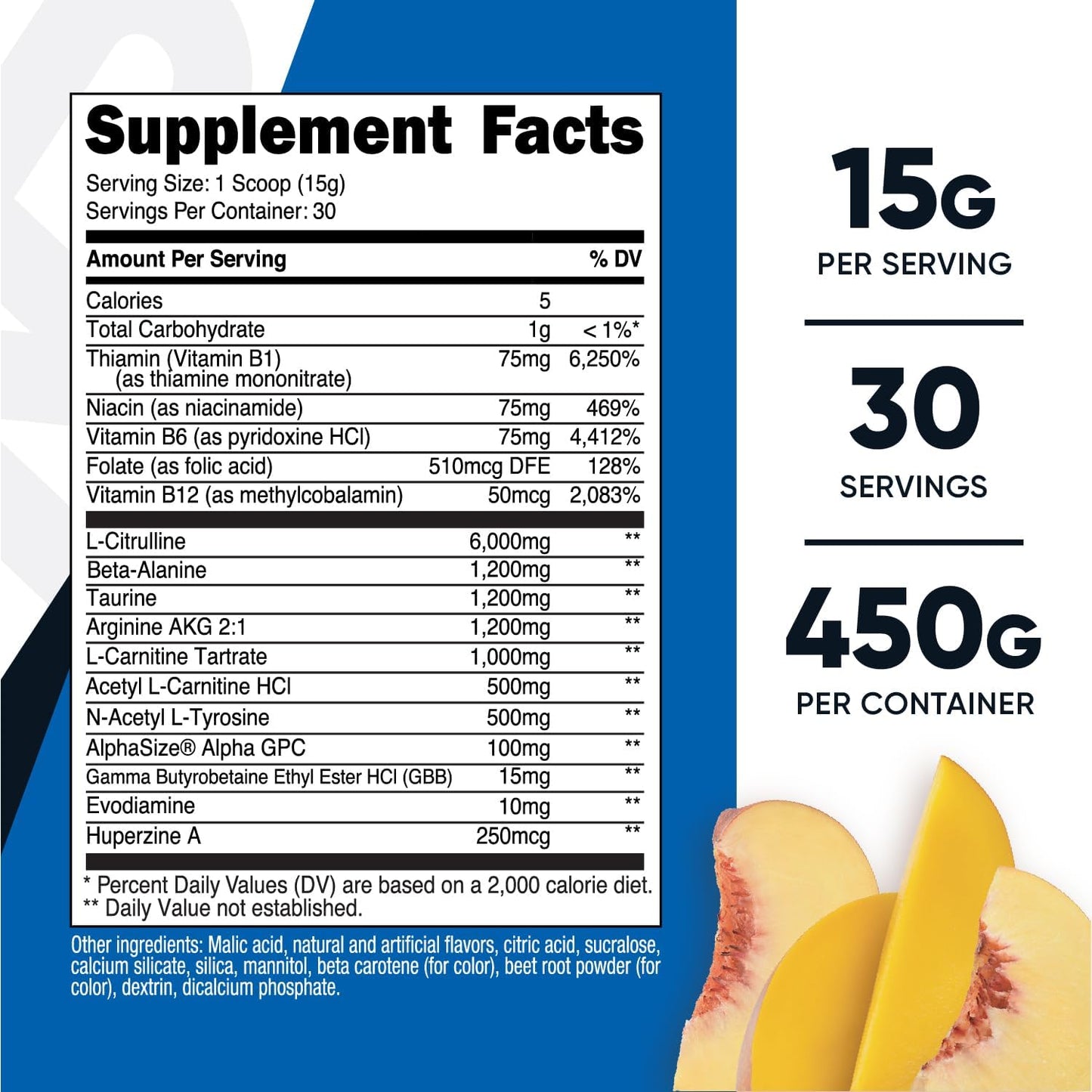 Nutricost Stim-Free Pre-Workout, 30 Servings (Peach Mango) - Caffeine-Free, Stimulant-Free, Non-GMO, Gluten-Free - görsel 2