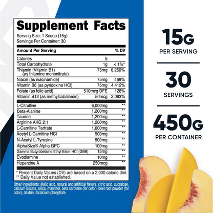 Nutricost Stim-Free Pre-Workout, 30 Servings (Peach Mango) - Caffeine-Free, Stimulant-Free, Non-GMO, Gluten-Free