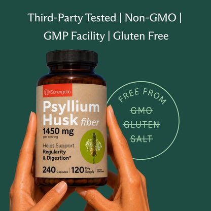 Premium Psyllium Husk Fibre Supplement - 1450mg, 240 Capsules