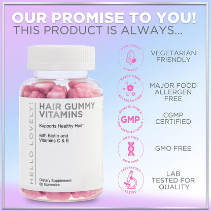 Hello Lovely! Hair Vitamins Gummies – Biotin 5000mcg – Berry Flavour (60 Gummies)