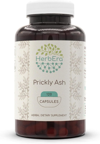 HerbEra Prickly Ash 120 Capsules, 400 mg, Wildcrafted Zanthoxylum Clava-Herculis Dried Bark
