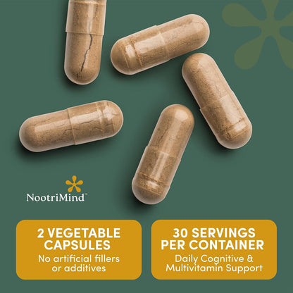 nootrimind Brain Health & Memory Support Food Supplement – 40-in-1 Nootropic Complex with Bacopa, DMAE & B12