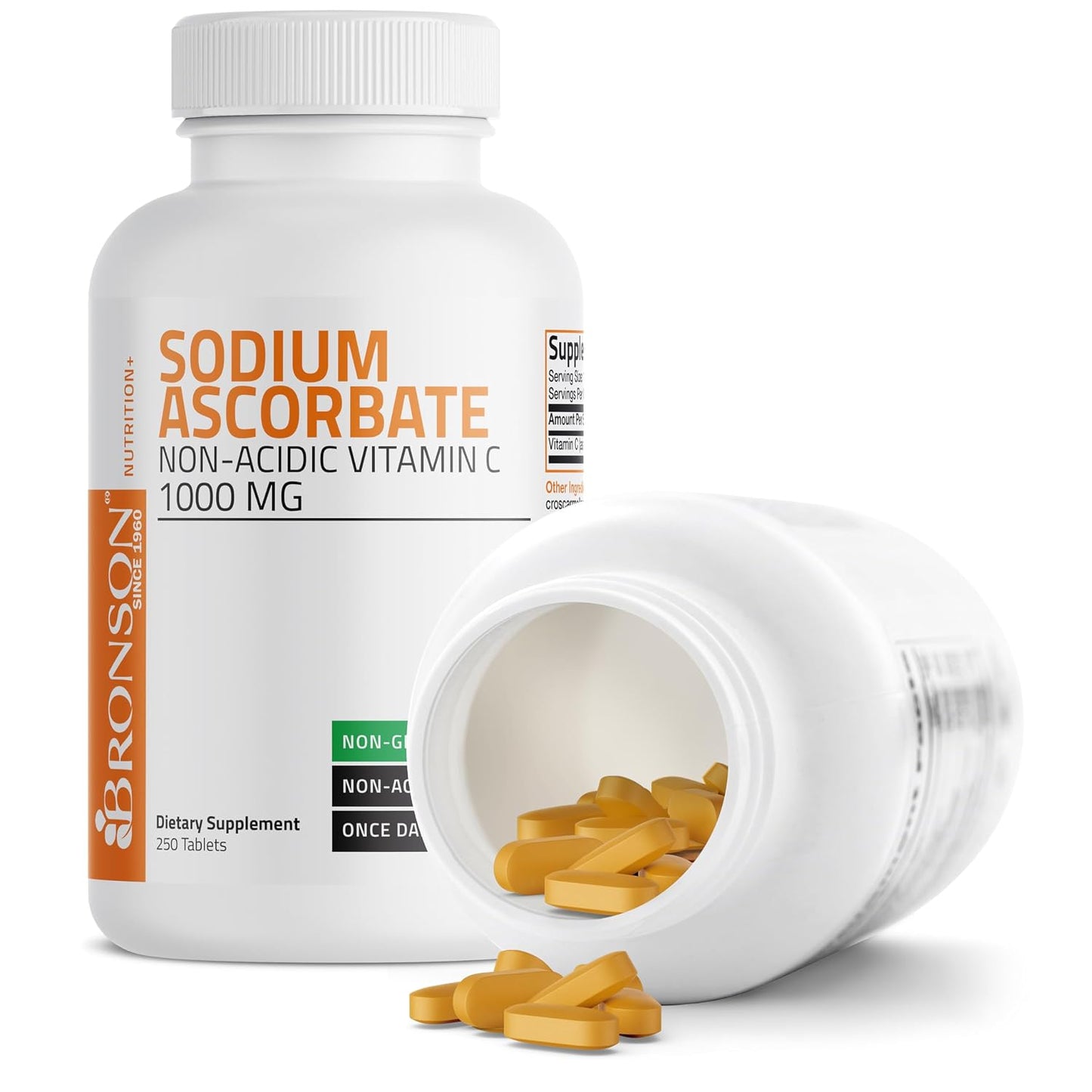 Bronson Sodium Ascorbate Non-Acidic Vitamin C 1000 mg Tablets, 250 Count - görsel 7